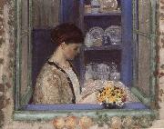 frederick carl frieseke Mis.Frederick in front of the window Sweden oil painting artist